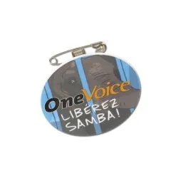 BADGE PLASTIQUE (PS) ROND Ø55 mm AVEC PINCE EPINGLE 2