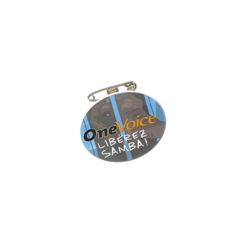 BADGE PLASTIQUE (PS) ROND Ø55 mm AVEC PINCE EPINGLE