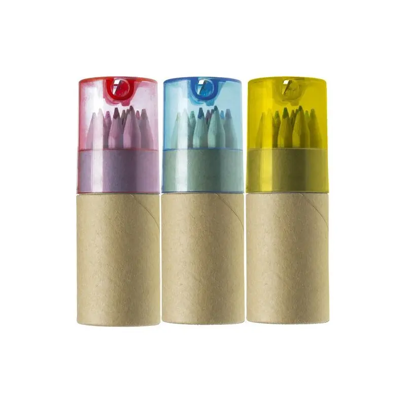Tube de 12 crayons Terrence avec taille-crayon