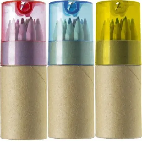 Tube de 12 crayons Terrence avec taille-crayon