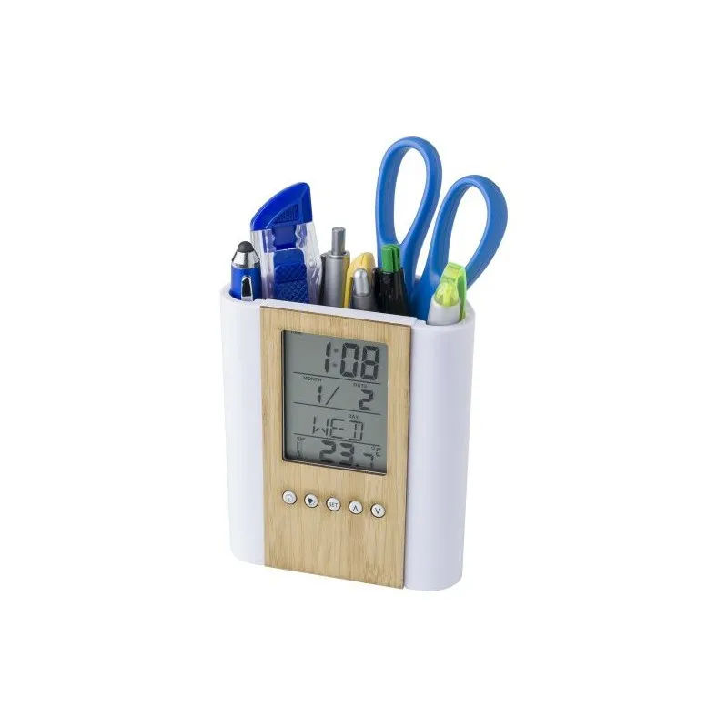 Pot à crayons multifonctions en bambou et plastique