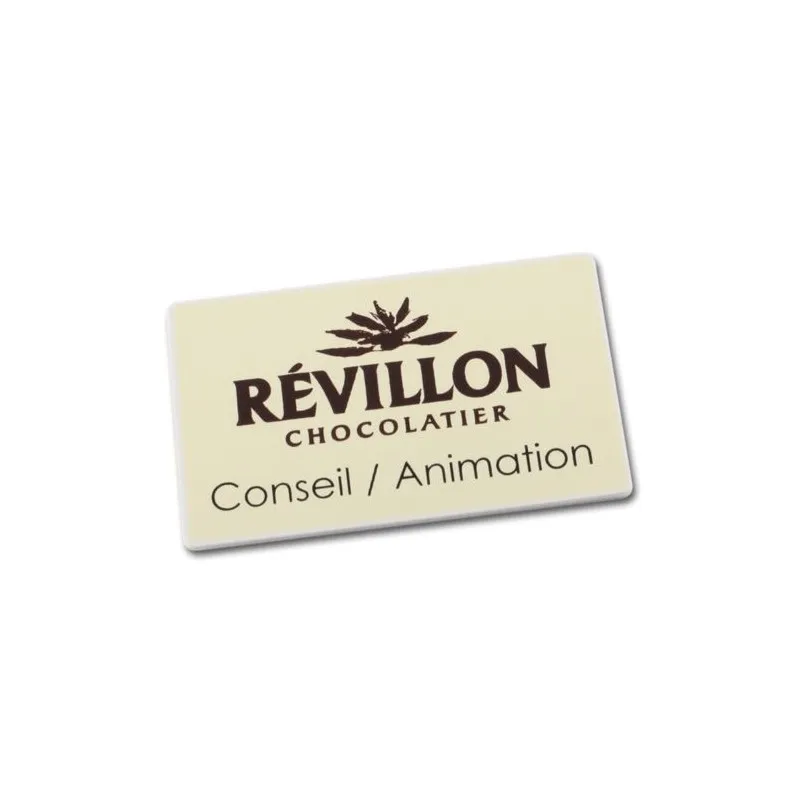 BADGE PLASTIQUE (PS) RECTANGLE 70x43 mm AVEC PINCE EPINGLE