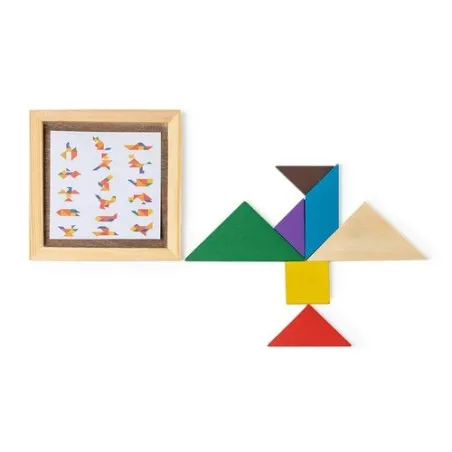 Puzzle Tangram en Bois Multicolore