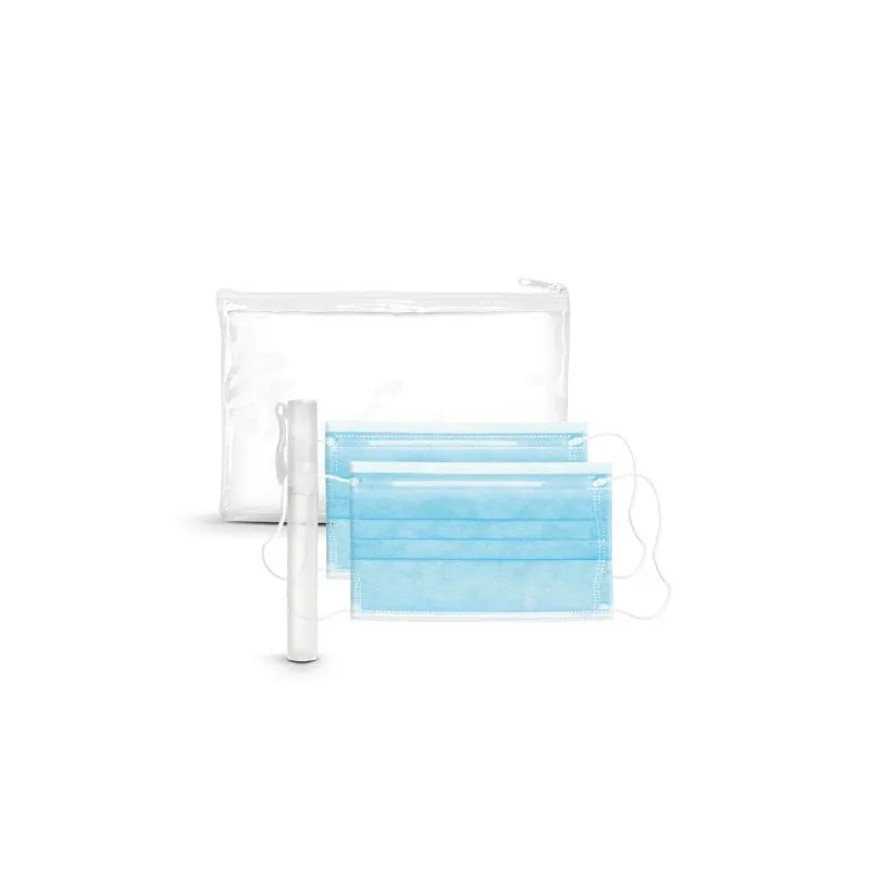 Kit Trousse Zippée : Masques Chirurgicaux & Vaporisateur