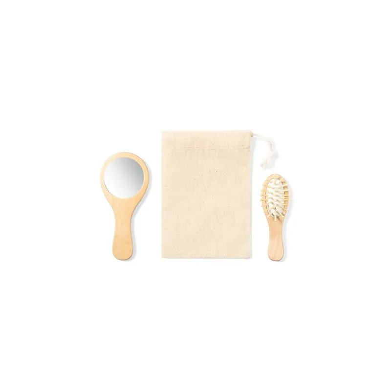 Set Dianex : Miroir et Brosse en Bois Naturel