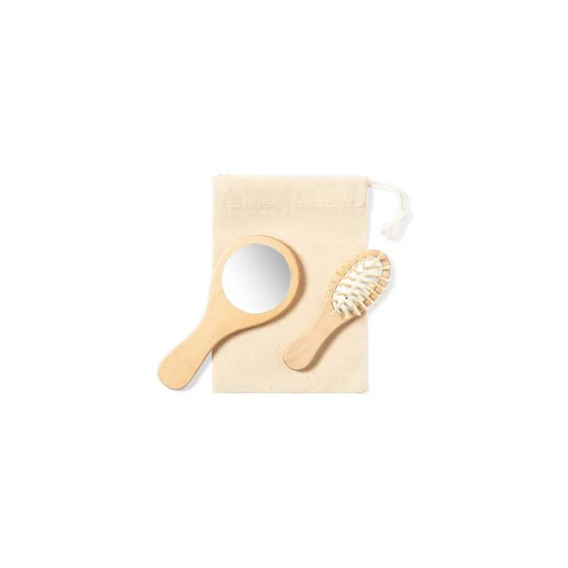 Set Dianex : Miroir et Brosse en Bois Naturel