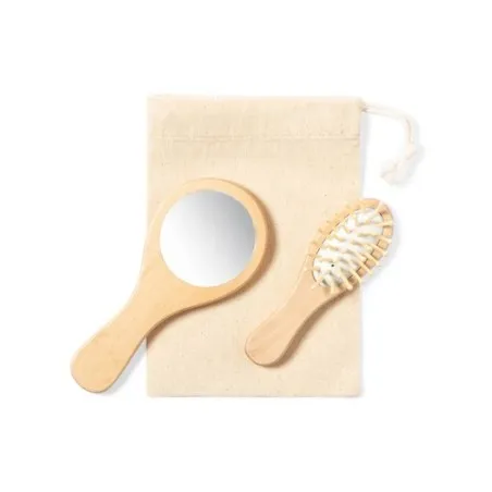 Set Dianex : Miroir et Brosse en Bois Naturel