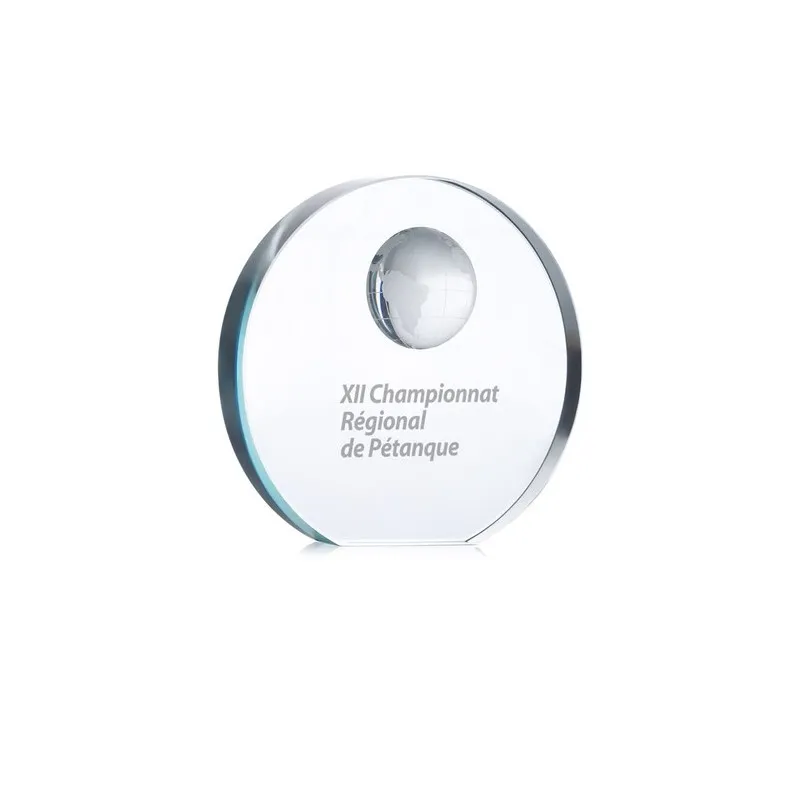 Trophée Globe en Verre MONDAL - Élégance et Distinction Personnalisé