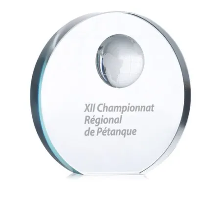 Trophée Globe en Verre MONDAL - Élégance et Distinction Personnalisé