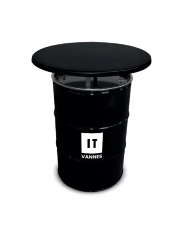 Baril noir avec un couvercle noir en bois