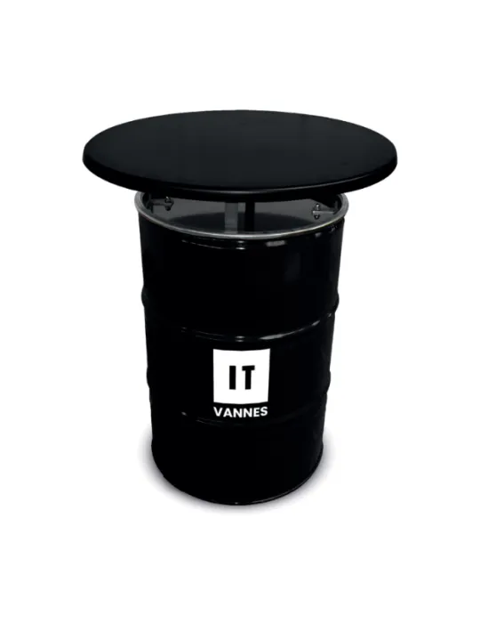 Baril noir avec un couvercle noir en bois