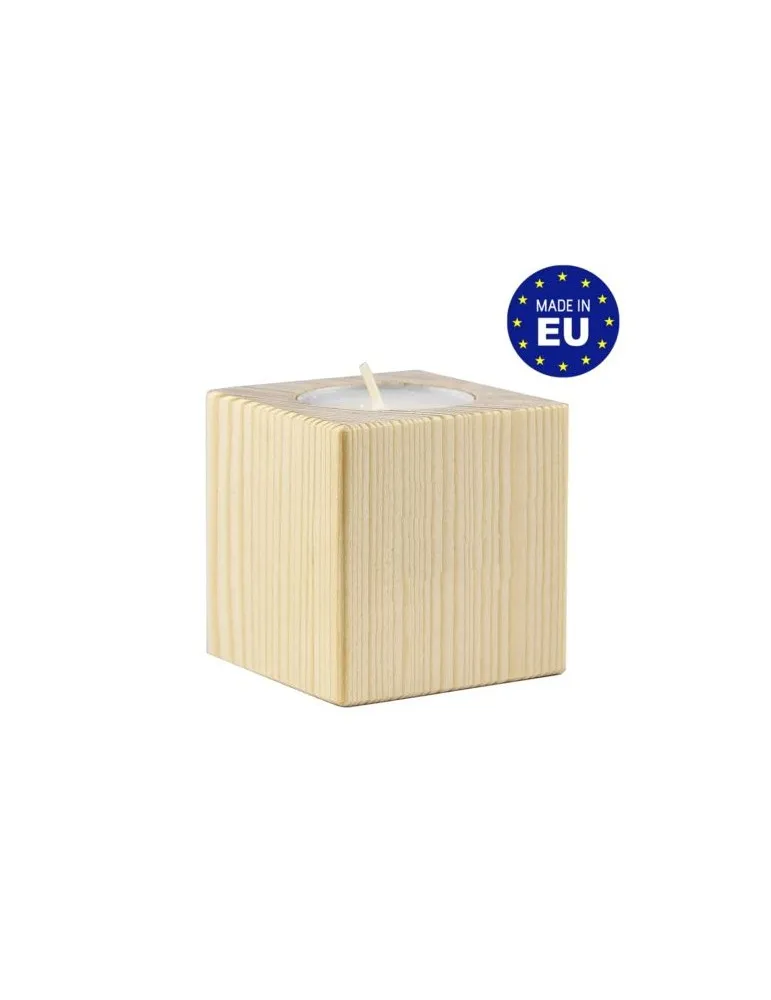 Bougeoir cube en bois