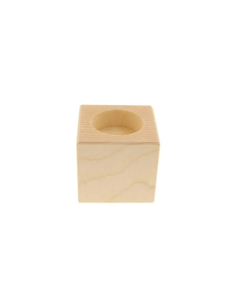 Bougeoir cube en bois