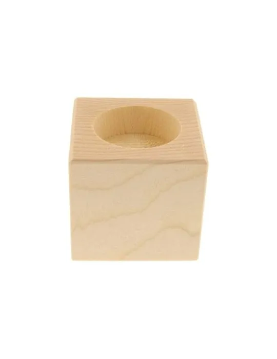 Bougeoir cube en bois