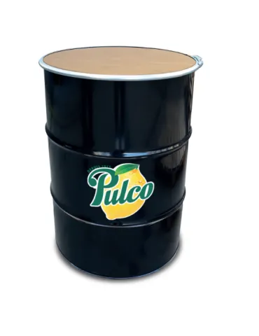 Un baril noir avec un couvercle en bois