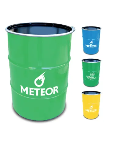 Un baril coloré avec une impression blanche sur le devant