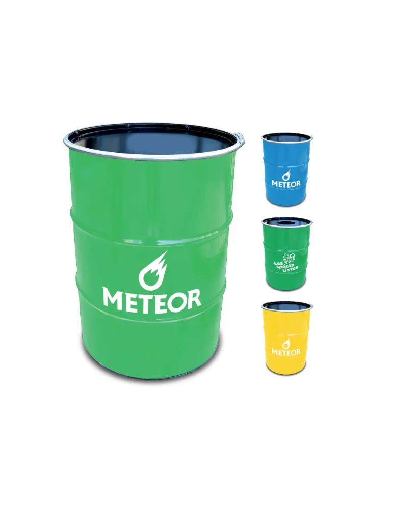 Un baril coloré avec une impression blanche sur le devant