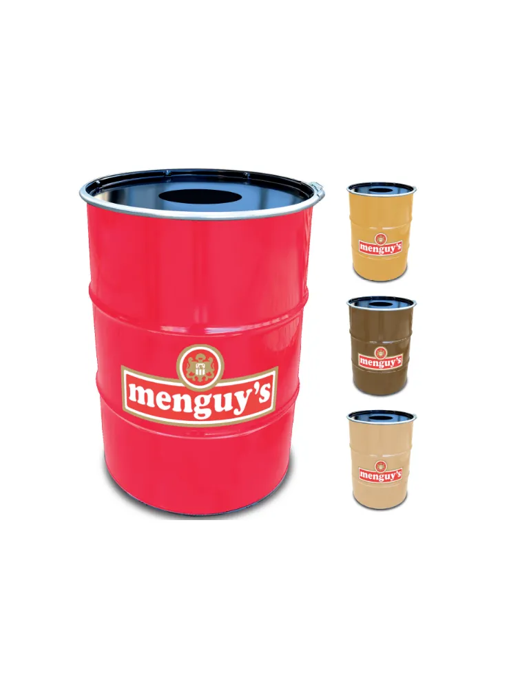 Baril avec un couvercle percé coloré avec impression