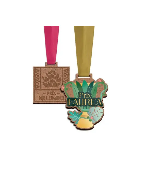 MEDAILLE MDF EP 3 mm ENTRE 30 et MAXI 80 cm2 AVEC CORDON SATIN