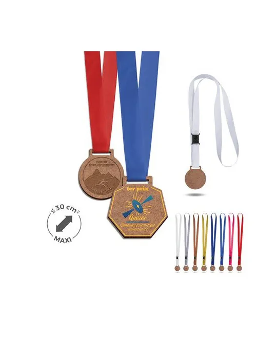 MEDAILLE MDF EP 3 mm MAXI 30 cm2 AVEC CORDON SATIN