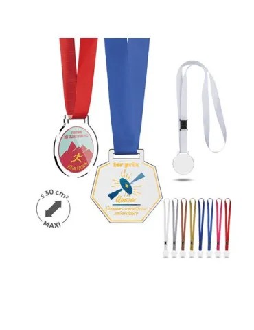 MEDAILLE PLASTIQUE (PMMA) EP 3 mm ET MAXI 30 cm2 AVEC CORDON SATIN 2