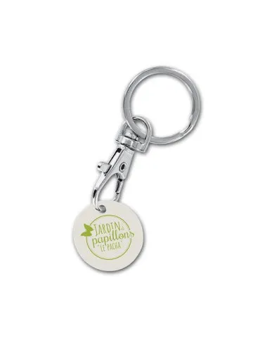 PORTE-CLE MOUSQUETON METAL AVEC JETON EN BIO-COMPOSITE BIOPLAST(r)