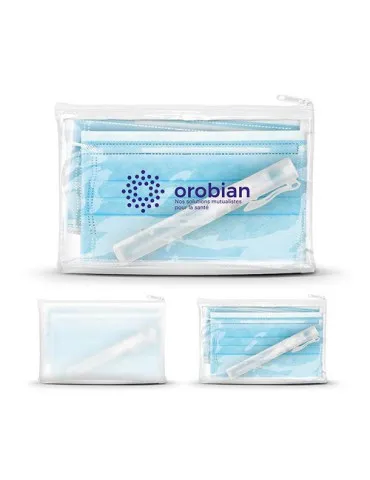 KIT TROUSSE ZIPPEE AVEC 2 MASQUES CHIR. ET VAPORISATEUR S.H.A. 9 ml 2