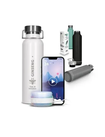 BOUTEILLE GOURDE ISOTHERME DOUBLE-PAROI INOX 60 cl AVEC HAUT-PARLEUR