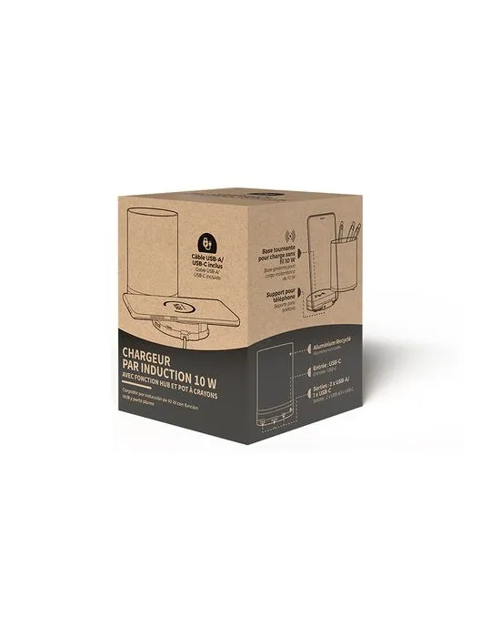 CHARGEUR PAR INDUCTION 10W AVEC FONCTION HUB ET POT A CRAYONS EN rAlu