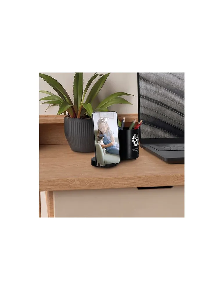 CHARGEUR PAR INDUCTION 10W AVEC FONCTION HUB ET POT A CRAYONS EN rAlu