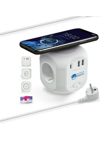 MULTIPRISE CUBE AVEC CHARGEUR PAR INDUCTION ET RALLONGE