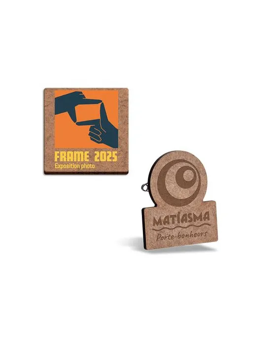 BADGE MDF EP 3 mm AVEC PINCE-EPINGLE MAXI 20 cm2