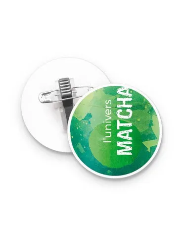 BADGE PLASTIQUE (PS) ROND Ø55 mm AVEC PINCE EPINGLE