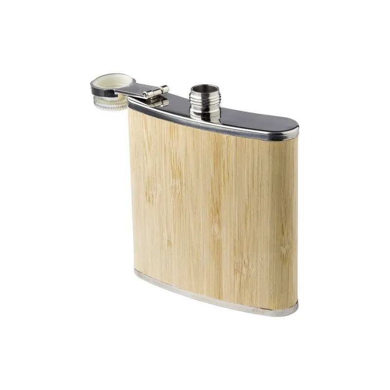 Flasque Hayden : Élégance en Acier Inoxydable et Bambou