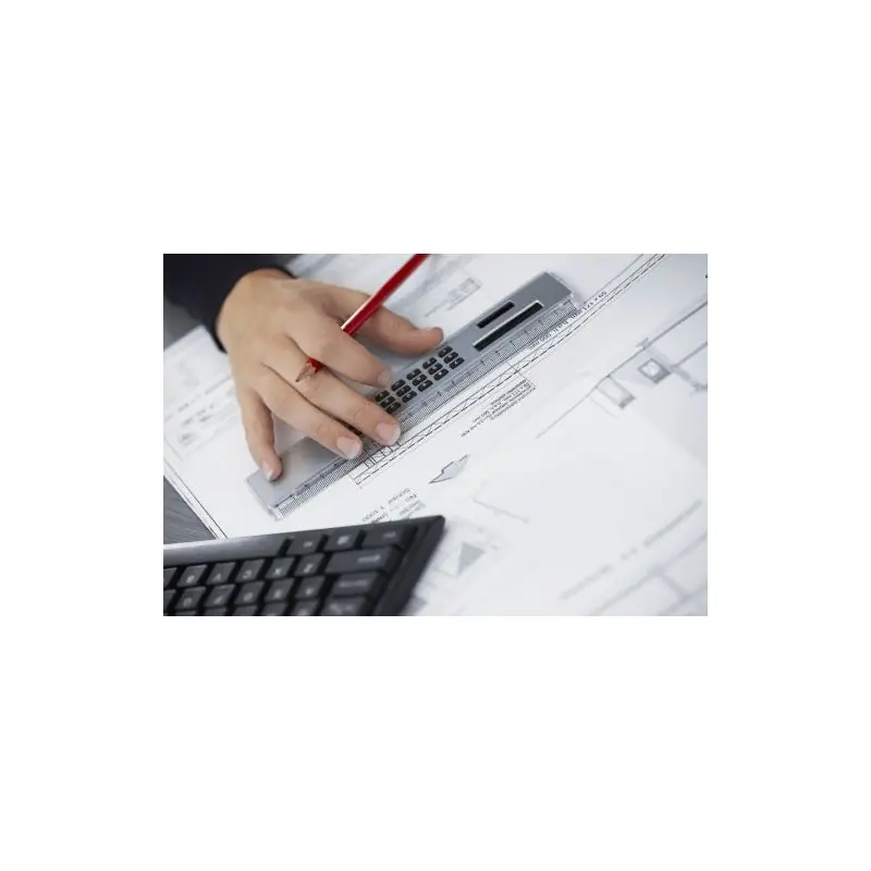 Règle en plastique 20 cm avec calculatrice solaire