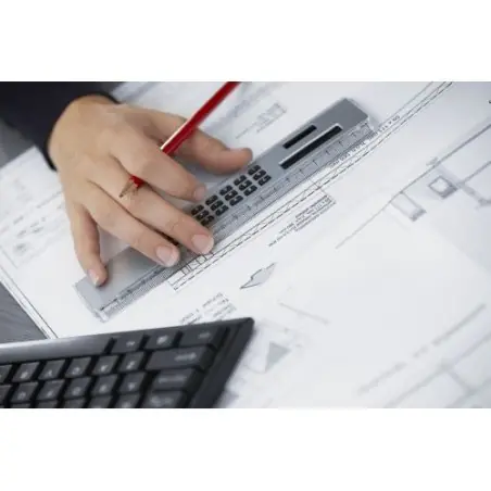 Règle en plastique 20 cm avec calculatrice solaire